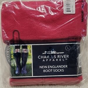 New Charles River Apparel New Englander Pink Fleece Boot Socks Size Large